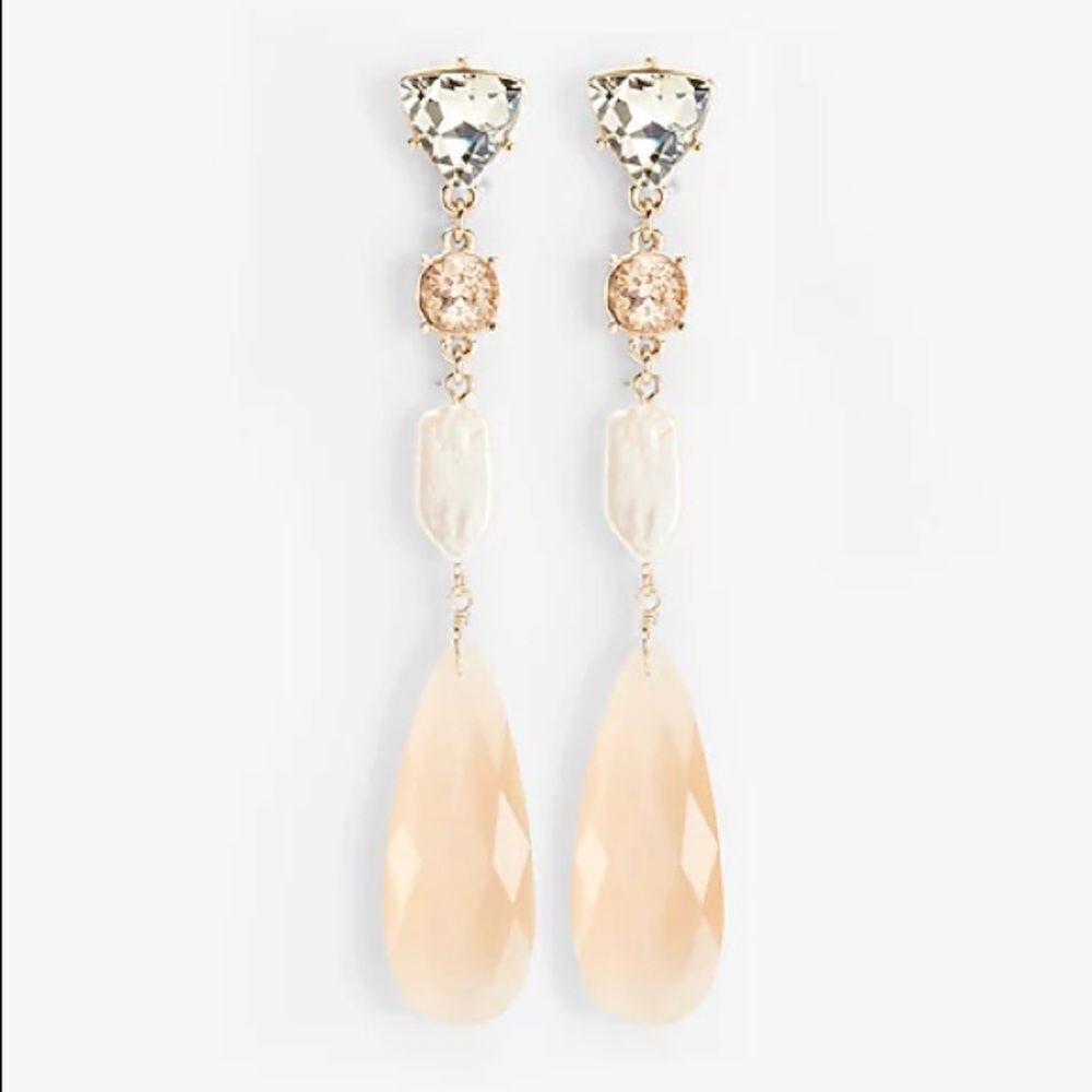 ✨HP✨Stone & Pearl Linear Drop Earrings✨